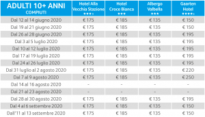 prezzi asiagoestate per il week end 2020 adulti